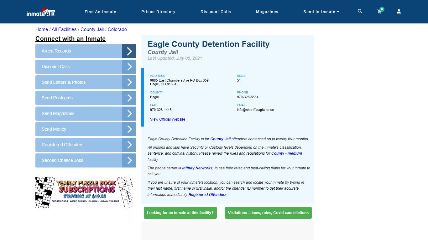 Eagle County Detention Facility - Inmate Locator - Eagle, CO