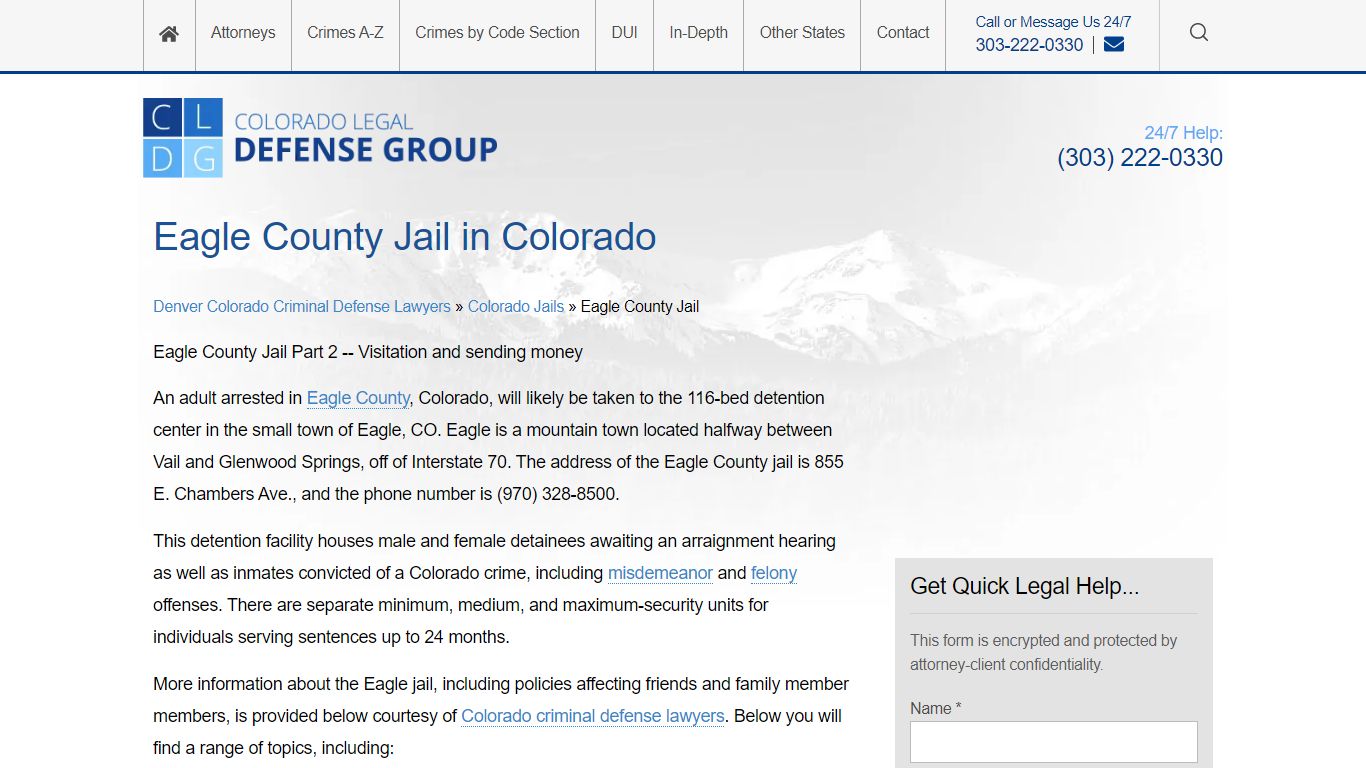 Eagle County Jail in Colorado - Shouse Law Group
